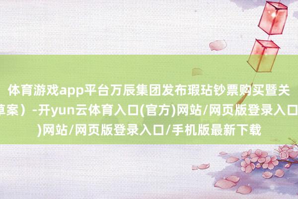 体育游戏app平台万辰集团发布瑕玷钞票购买暨关联来去报告书（草案）-开yun云体育入口(官方)网站/网页版登录入口/手机版最新下载