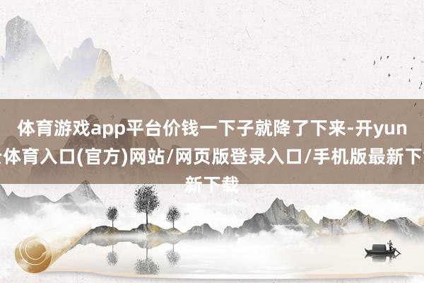 体育游戏app平台价钱一下子就降了下来-开yun云体育入口(官方)网站/网页版登录入口/手机版最新下载